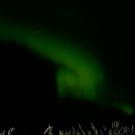 Revontulet luovat tunnelmaa tontin yllä.