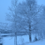 Joki on vielä osittain sula.